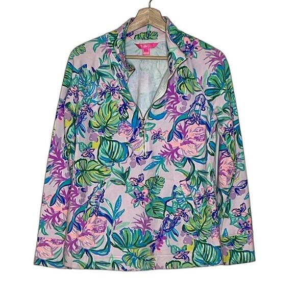 LILLY PULITZER  SKIPPER POPOVER MERMAID IN THE SHADE UPF 50+ TOP SIZE S - Picture 1 of 6